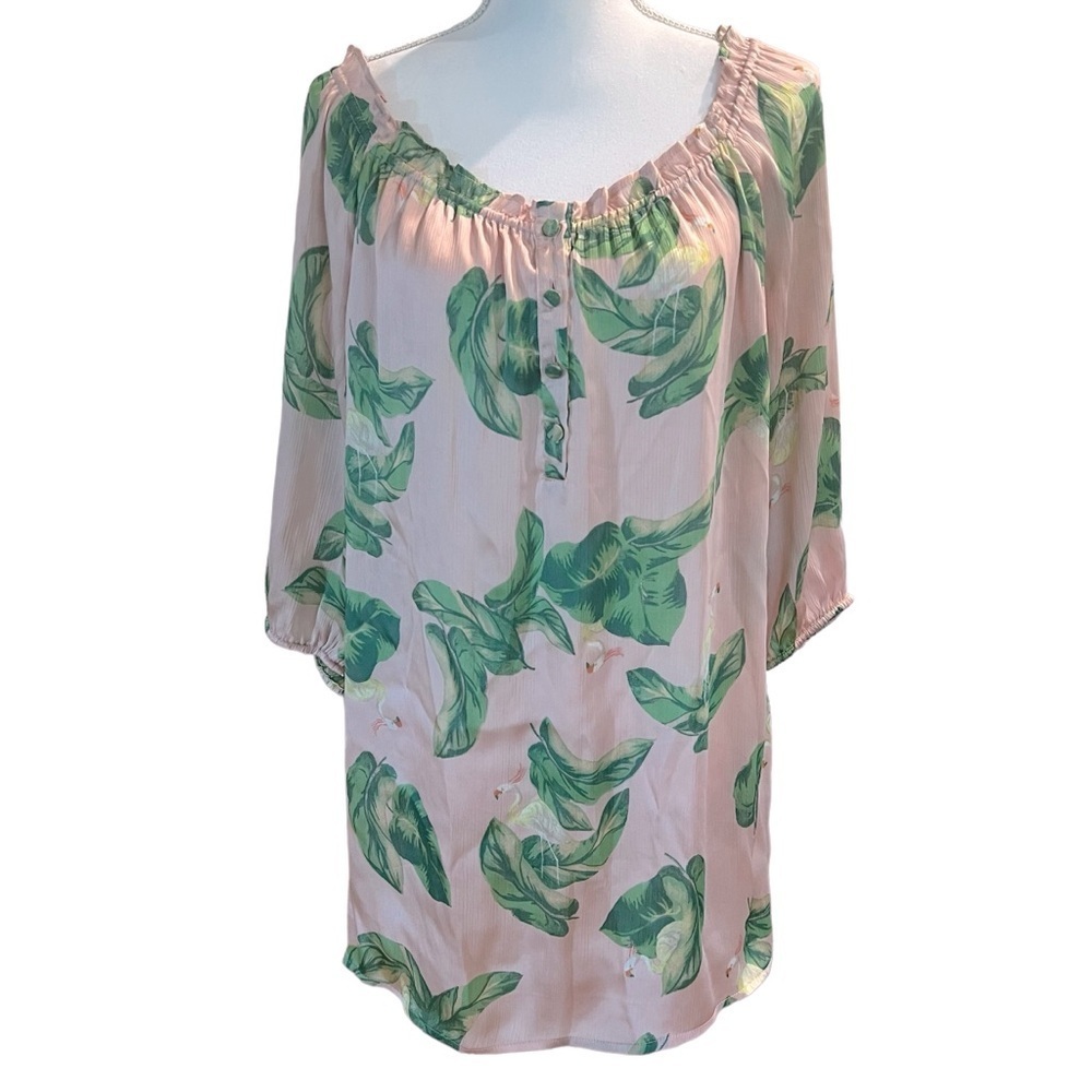 The Webster Miami at‎ Target Collaboration Satin Flamingo Botanical Print Top M